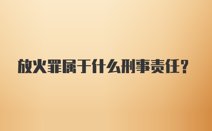 放火罪属于什么刑事责任?