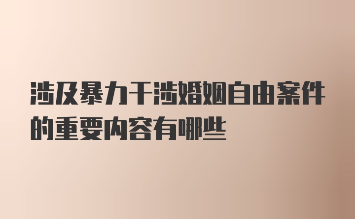 涉及暴力干涉婚姻自由案件的重要内容有哪些