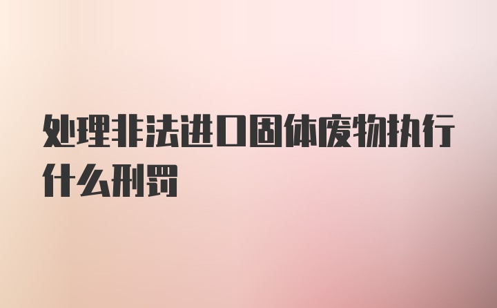 处理非法进口固体废物执行什么刑罚