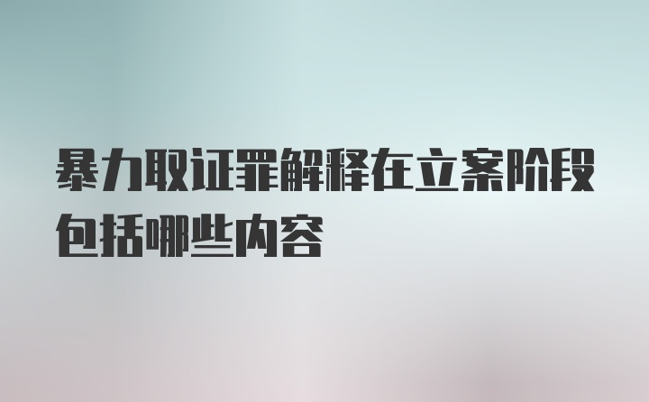 暴力取证罪解释在立案阶段包括哪些内容