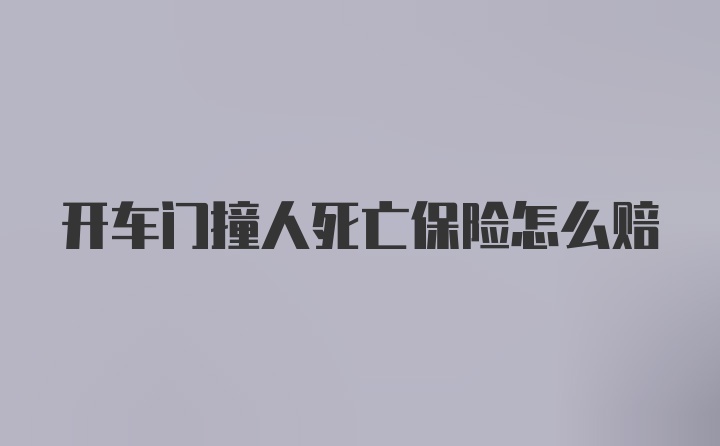 开车门撞人死亡保险怎么赔