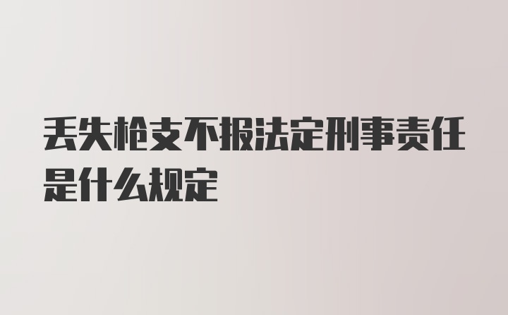 丢失枪支不报法定刑事责任是什么规定