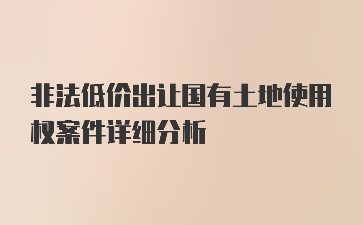 非法低价出让国有土地使用权案件详细分析