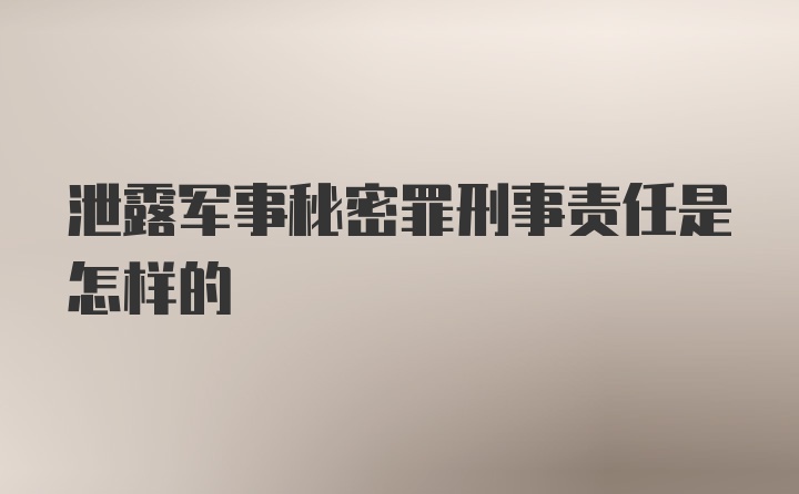 泄露军事秘密罪刑事责任是怎样的