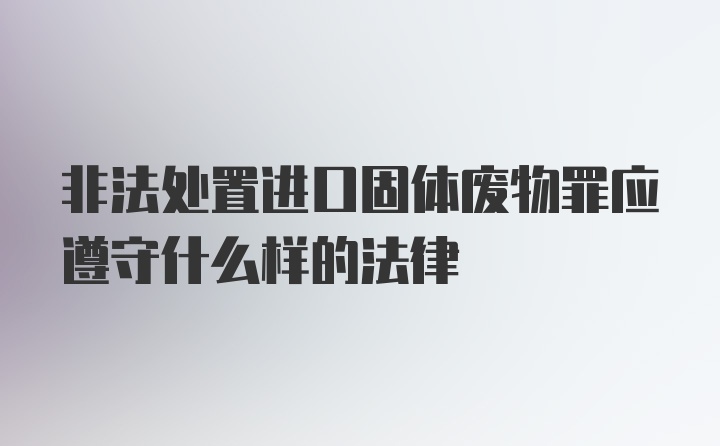 非法处置进口固体废物罪应遵守什么样的法律