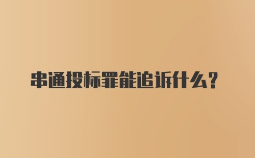 串通投标罪能追诉什么？