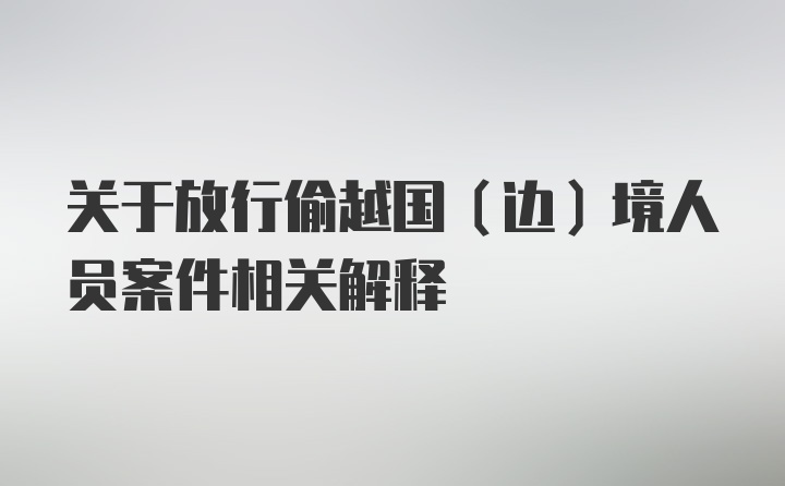 关于放行偷越国（边）境人员案件相关解释