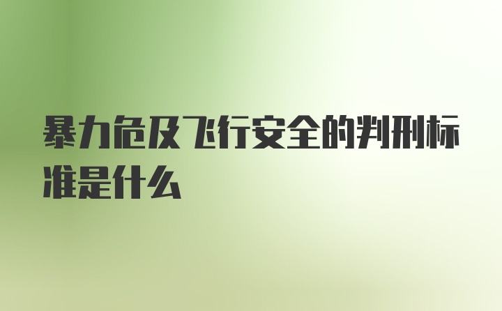 暴力危及飞行安全的判刑标准是什么