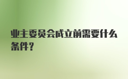 业主委员会成立前需要什么条件？