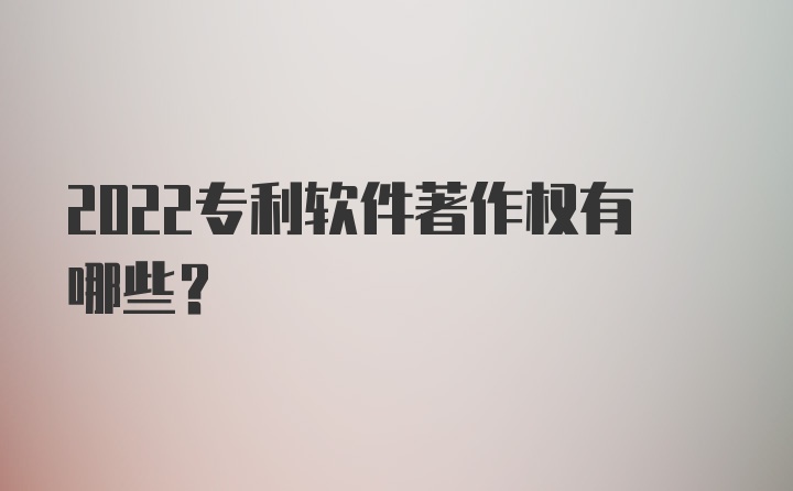 2022专利软件著作权有哪些?