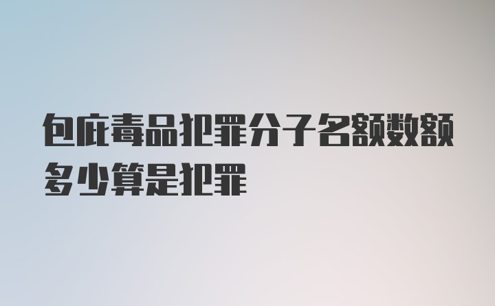 包庇毒品犯罪分子名额数额多少算是犯罪