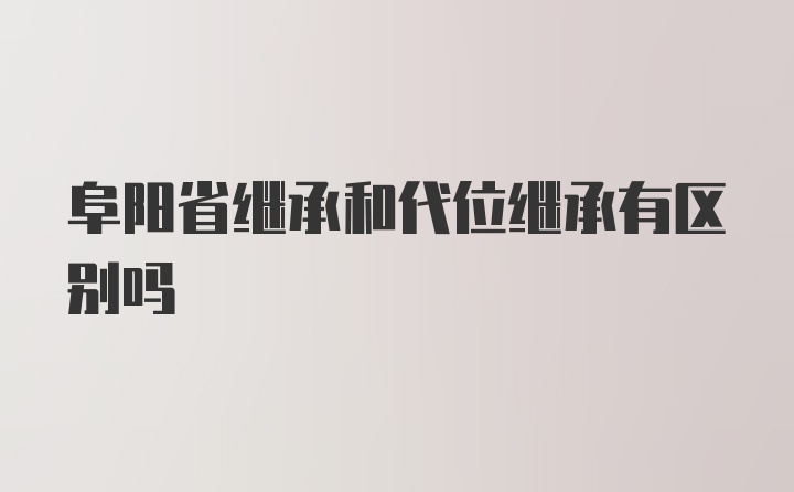 阜阳省继承和代位继承有区别吗