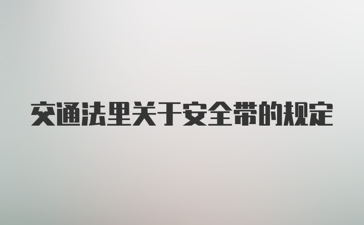 交通法里关于安全带的规定