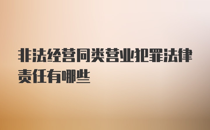 非法经营同类营业犯罪法律责任有哪些