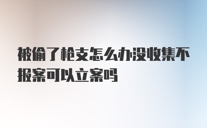 被偷了枪支怎么办没收集不报案可以立案吗