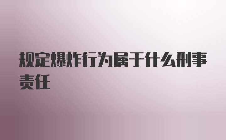 规定爆炸行为属于什么刑事责任