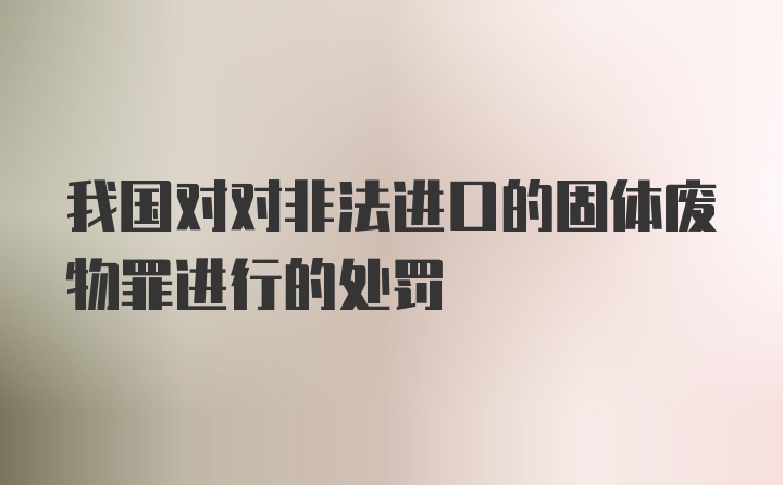 我国对对非法进口的固体废物罪进行的处罚