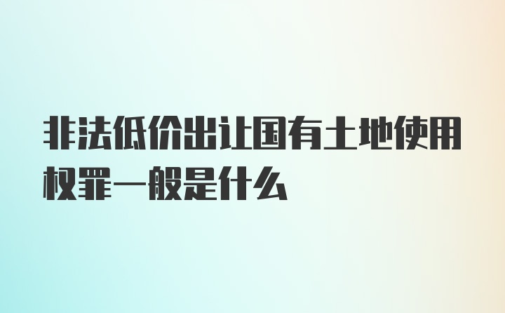 非法低价出让国有土地使用权罪一般是什么