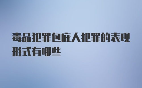 毒品犯罪包庇人犯罪的表现形式有哪些