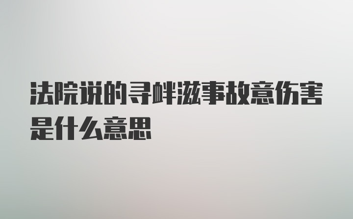 法院说的寻衅滋事故意伤害是什么意思