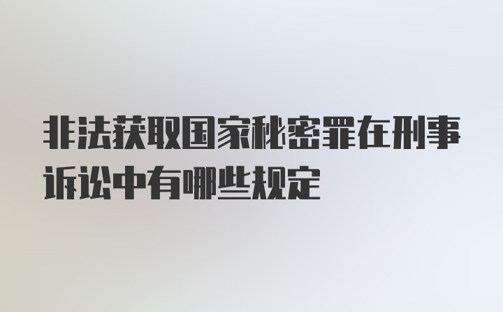 非法获取国家秘密罪在刑事诉讼中有哪些规定