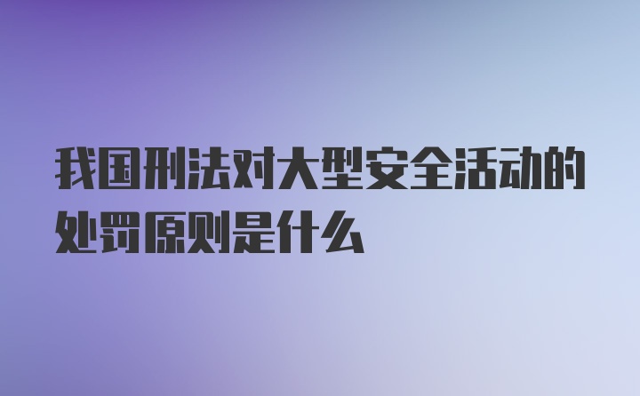 我国刑法对大型安全活动的处罚原则是什么