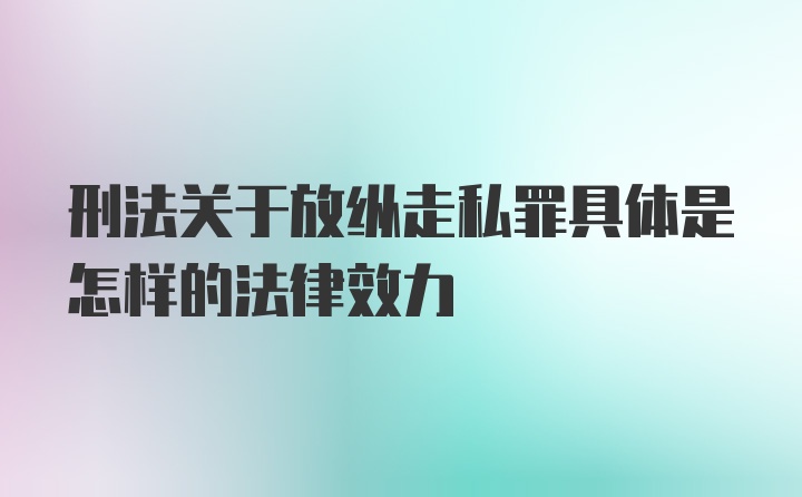 刑法关于放纵走私罪具体是怎样的法律效力