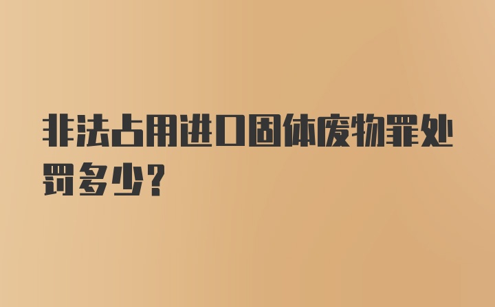 非法占用进口固体废物罪处罚多少？