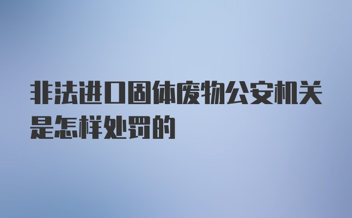 非法进口固体废物公安机关是怎样处罚的