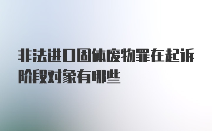 非法进口固体废物罪在起诉阶段对象有哪些