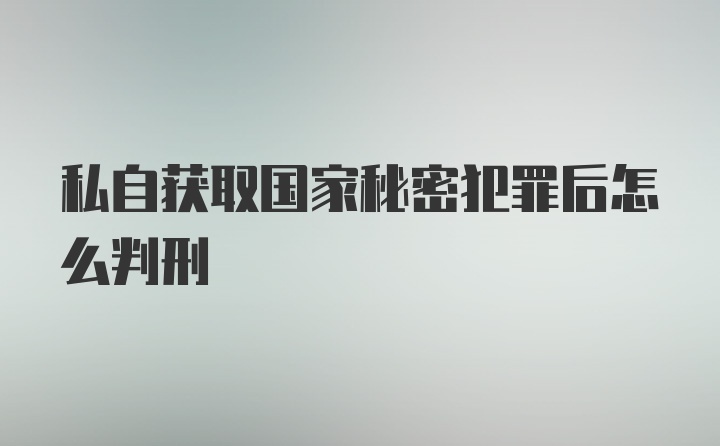 私自获取国家秘密犯罪后怎么判刑