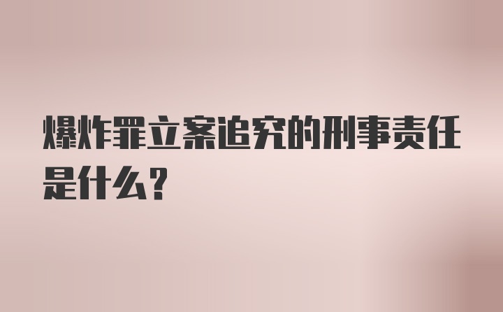 爆炸罪立案追究的刑事责任是什么?