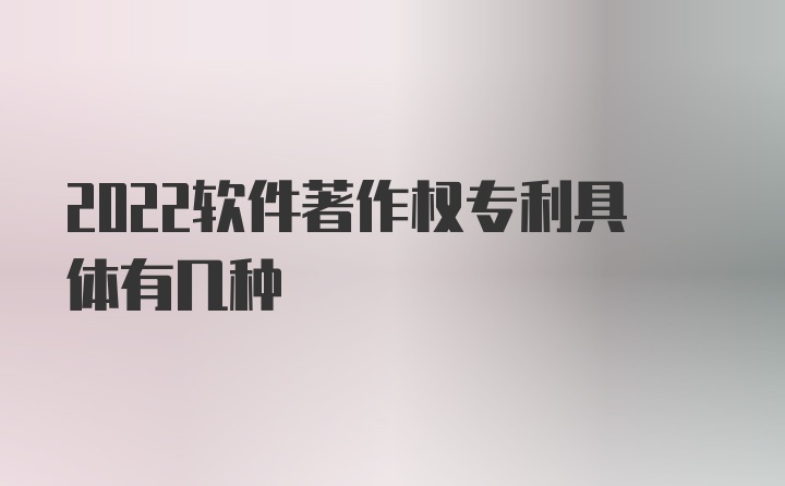 2022软件著作权专利具体有几种