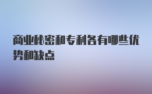 商业秘密和专利各有哪些优势和缺点