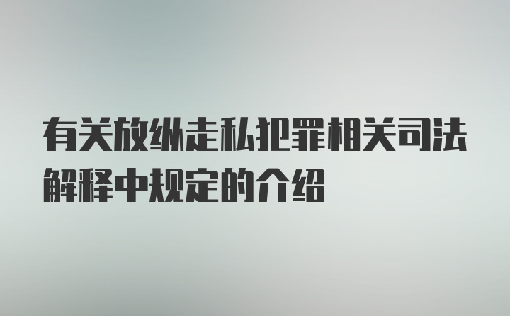 有关放纵走私犯罪相关司法解释中规定的介绍