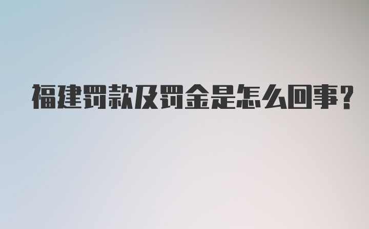 福建罚款及罚金是怎么回事？