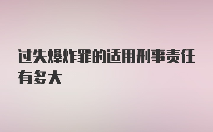 过失爆炸罪的适用刑事责任有多大