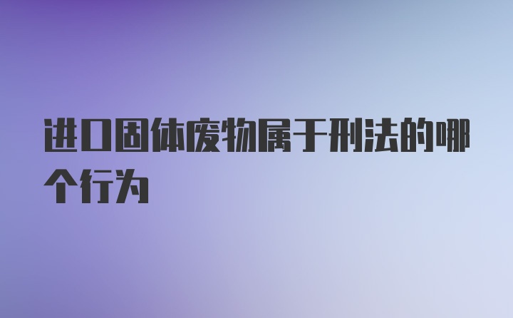 进口固体废物属于刑法的哪个行为