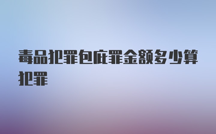 毒品犯罪包庇罪金额多少算犯罪