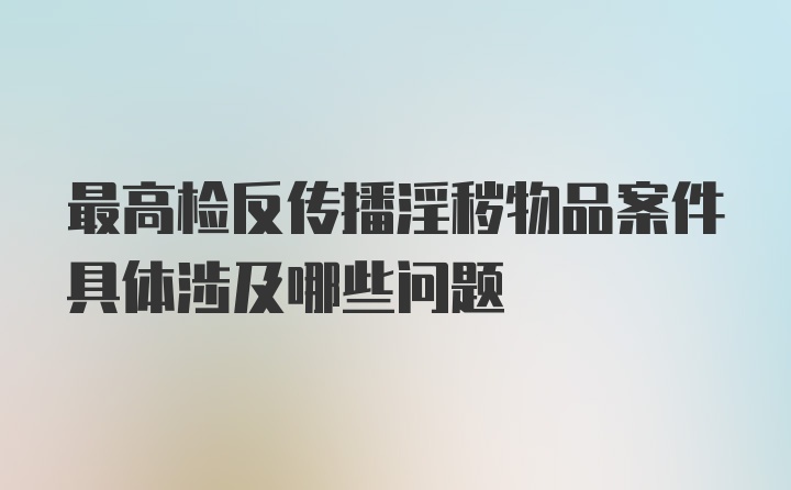 最高检反传播淫秽物品案件具体涉及哪些问题