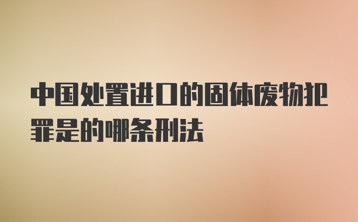 中国处置进口的固体废物犯罪是的哪条刑法