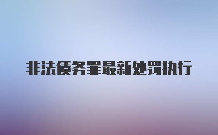 非法债务罪最新处罚执行