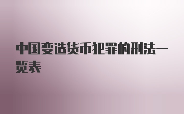 中国变造货币犯罪的刑法一览表