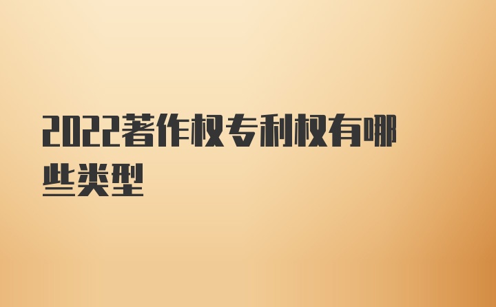 2022著作权专利权有哪些类型