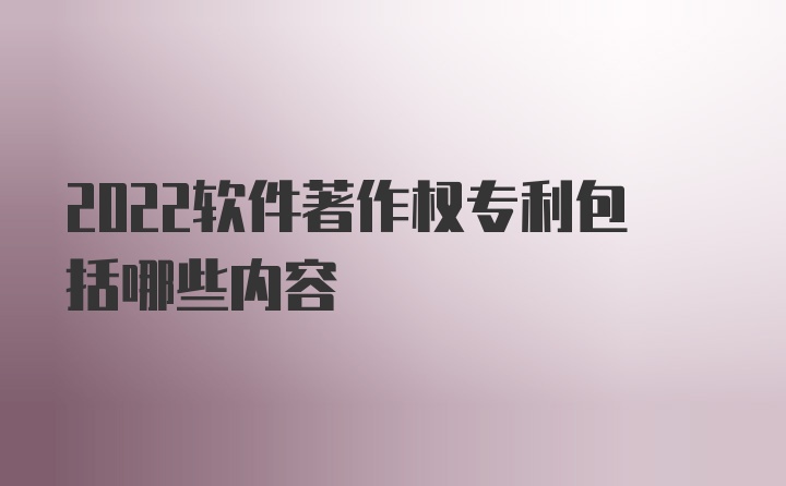 2022软件著作权专利包括哪些内容