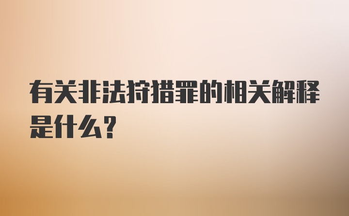 有关非法狩猎罪的相关解释是什么？