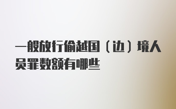 一般放行偷越国(边)境人员罪数额有哪些