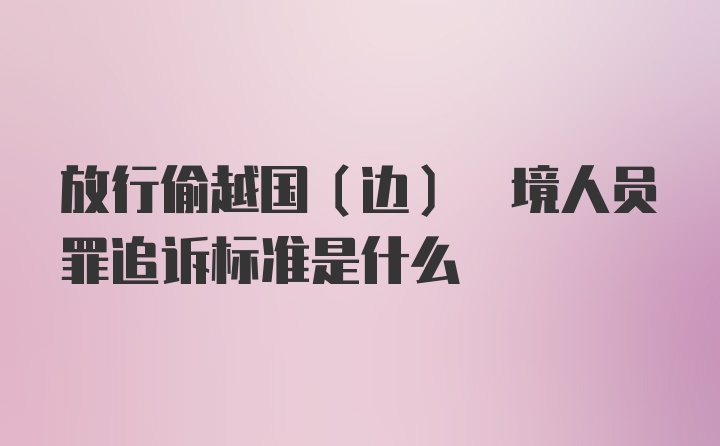 放行偷越国(边) 境人员罪追诉标准是什么