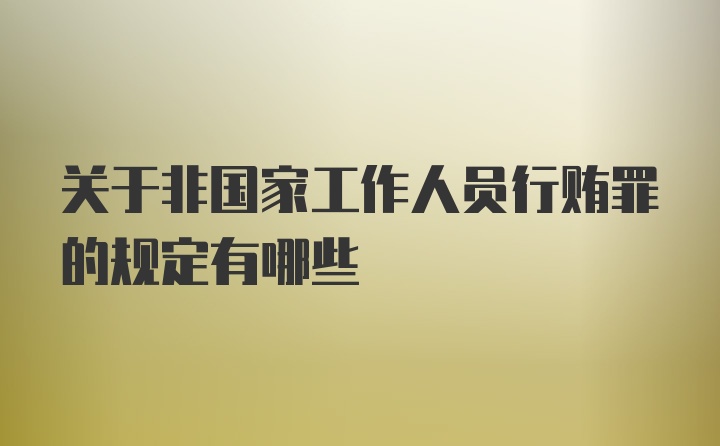 关于非国家工作人员行贿罪的规定有哪些