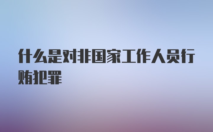 什么是对非国家工作人员行贿犯罪